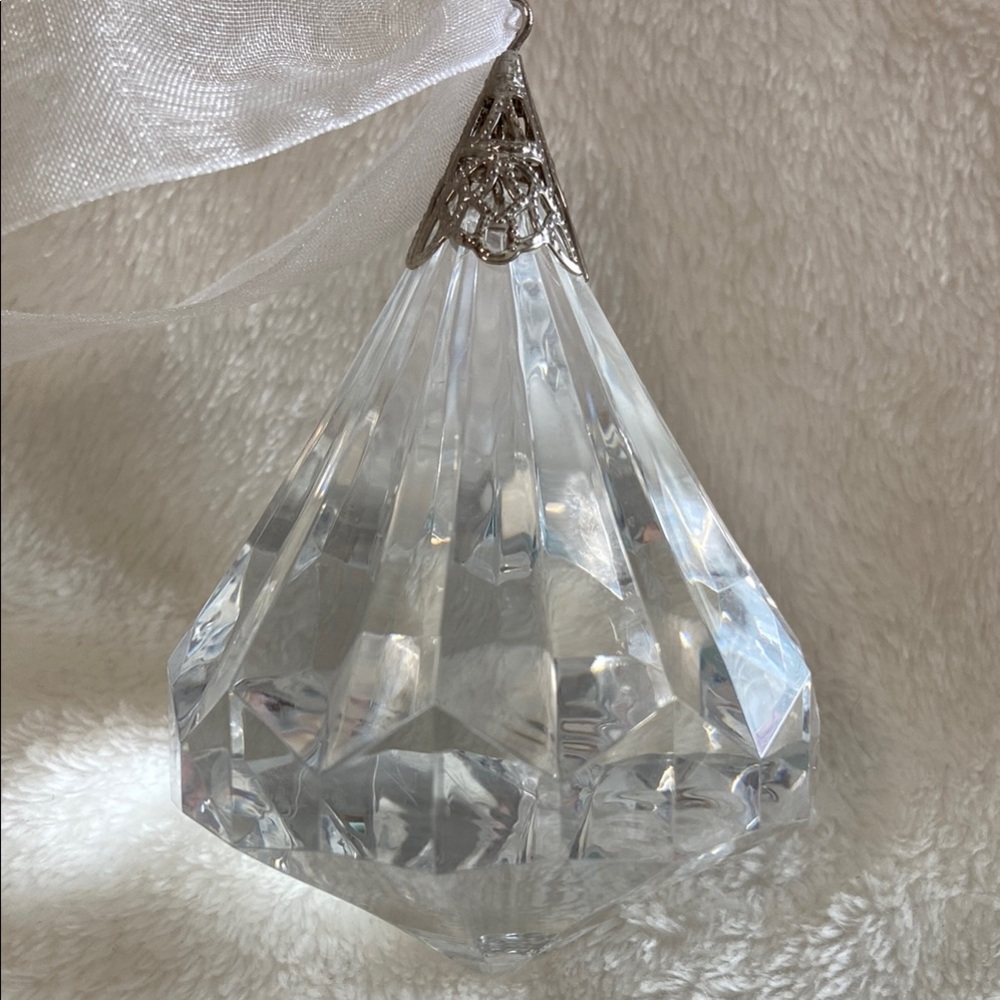 Clear Crystal Teardrop Holiday Ornament - Elegant Clear Glass Accent